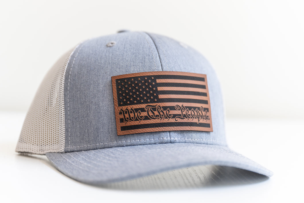 Hat - We The People American Flag - Richardson 112 Hat w/ Rawhide Color Leatherette Patch