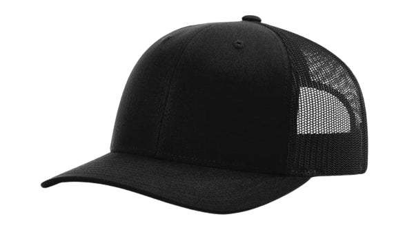 Hat - Black Front - Richardson 112 w/ Leatherette Patch (box of 24)