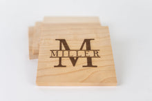 Load image into Gallery viewer, Laser Engraved Coasters - Square (4&quot;x4&quot;x5/16&quot;) (sets of 2) / Maple
