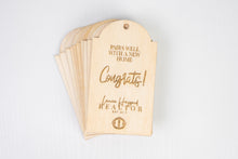 Load image into Gallery viewer, Laser Engraved Wooden Tags (3.7&quot;x2.1&quot;) - Set of 10

